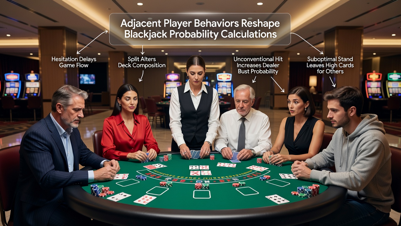 Close-up of blackjack shoe and player hands illustrating sequential card removal effects