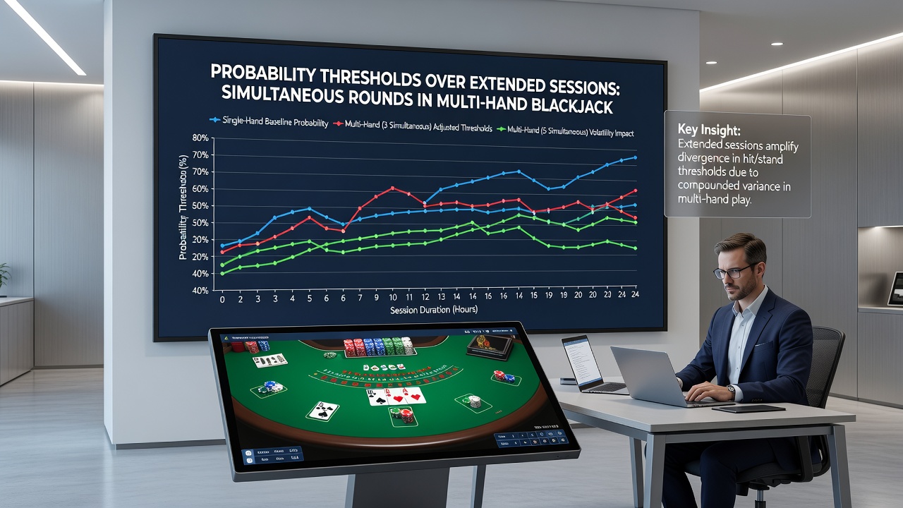 Detailed view of card distribution across multiple simultaneous blackjack hands showing deck composition changes