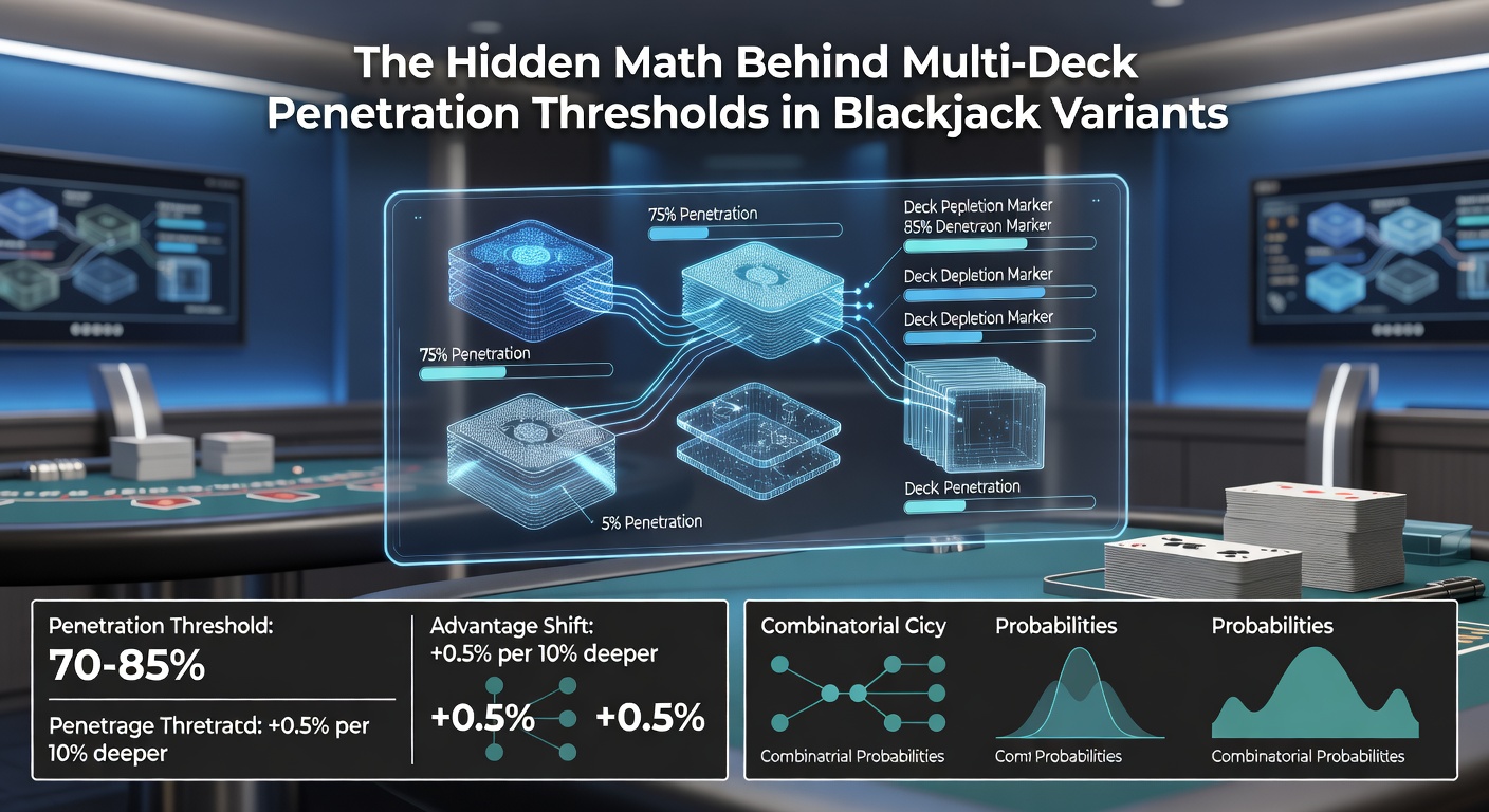 Chart displaying edge percentage changes at various penetration levels for six-deck and eight-deck blackjack games