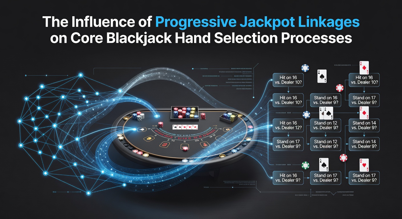 Illustration of connected blackjack tables with jackpot displays across a casino floor
